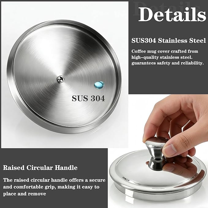 4.3Inch Stainless Steel Universal Lid, Cup Covers, Pot Cover for Small Pots, Sauce Pans, Skillets, Small Saucepans, 11CM