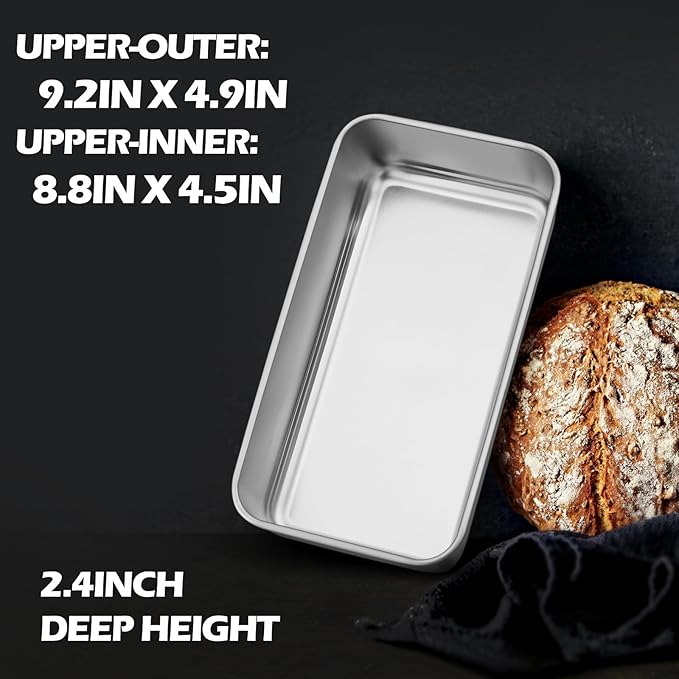 Leonyo 12 Pack Loaf Pans for Baking Bread, 9x5IN Stainless Steel Loaf Bread Pans Set for Homemade Meatloaf, Bananas, Brownies, Lasagnas, Dishwasher Oven Safe