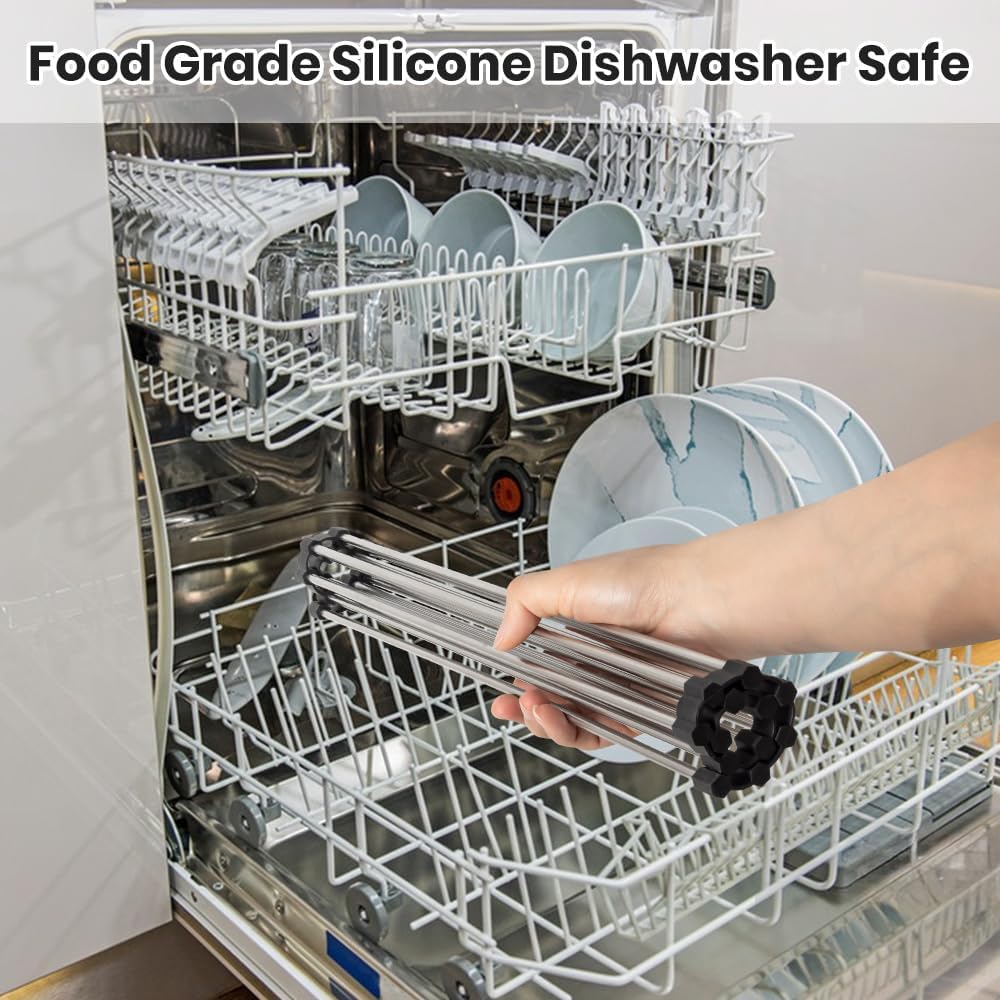 Roll Up Dish Drying Rack, Stainless Kitchen Accessories, Foldable Dish Rack, Anti-Slip Design Sink Counter Storage, Over The Sink Dish Rack, Stainless Steel, (17.5" x 12") Gray