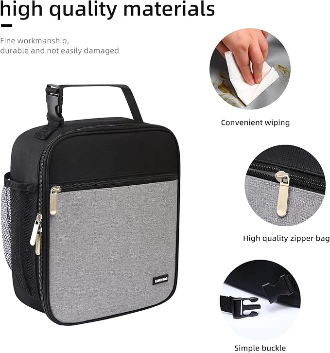 Lovoeo Lunch box Lunch bag for men women Insulated Lunchbox Lunch bags for Work Picnic Travel (Thicken grey)