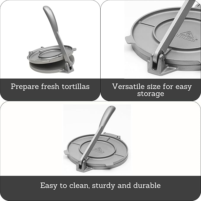 IMUSA USA Tortilla Press,8 Inch,Silver,(Pack of 3)