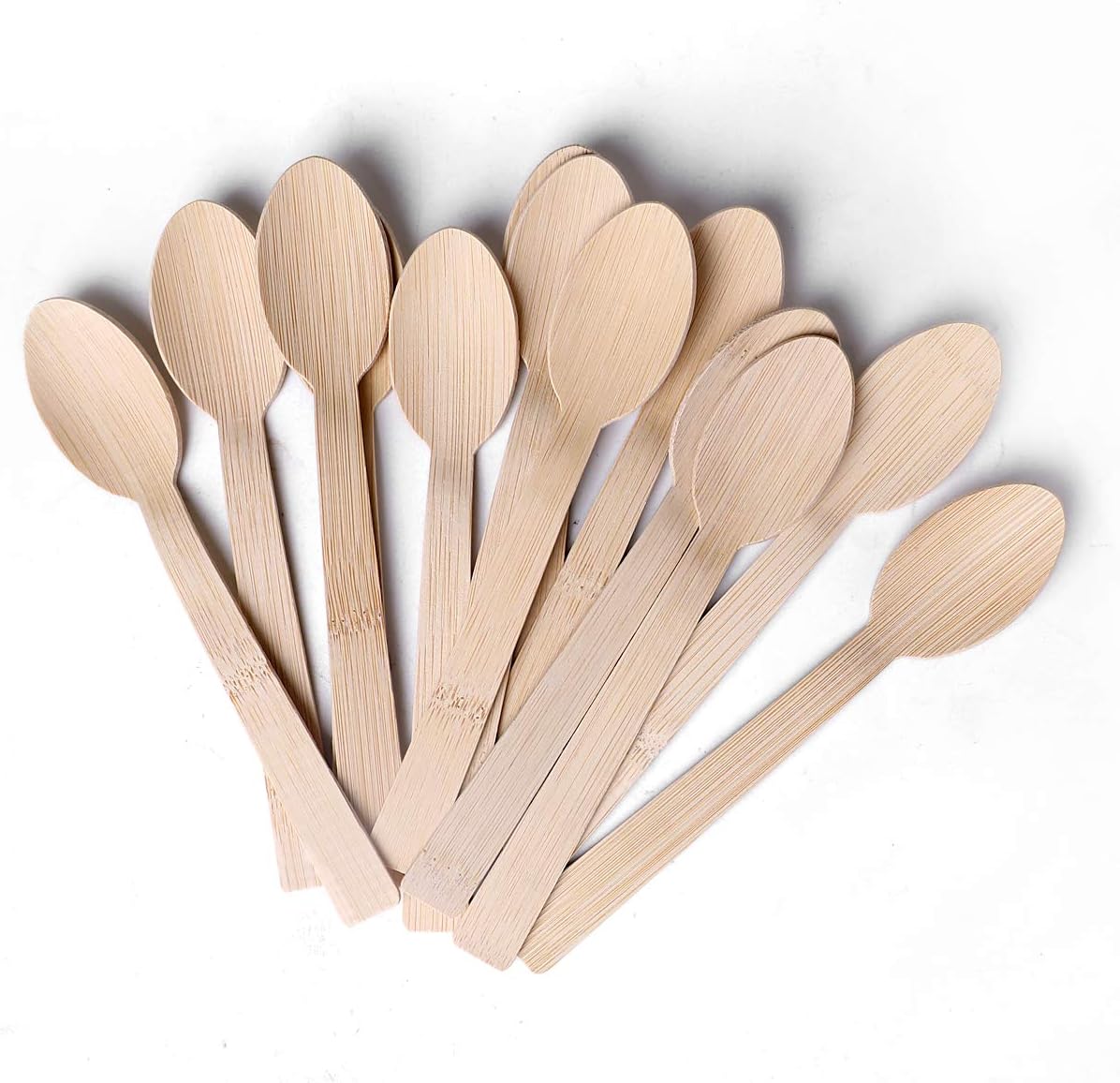 Bamboo Utensils Disposable- 100PK Bamboo Spoons for Eating 100% Biodegradable Compostable Renewable Natural Travel Cutlery 6.7" Spoon for Camping/Party