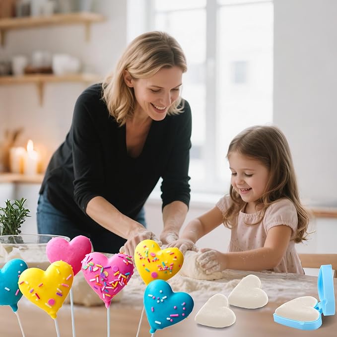 Heart Cake Pop Mold, Blue Plastic Cake Pop Heart Maker Funny Simple Baking Tool Accessories for Home Baking Birthday Party Wedding Desserts