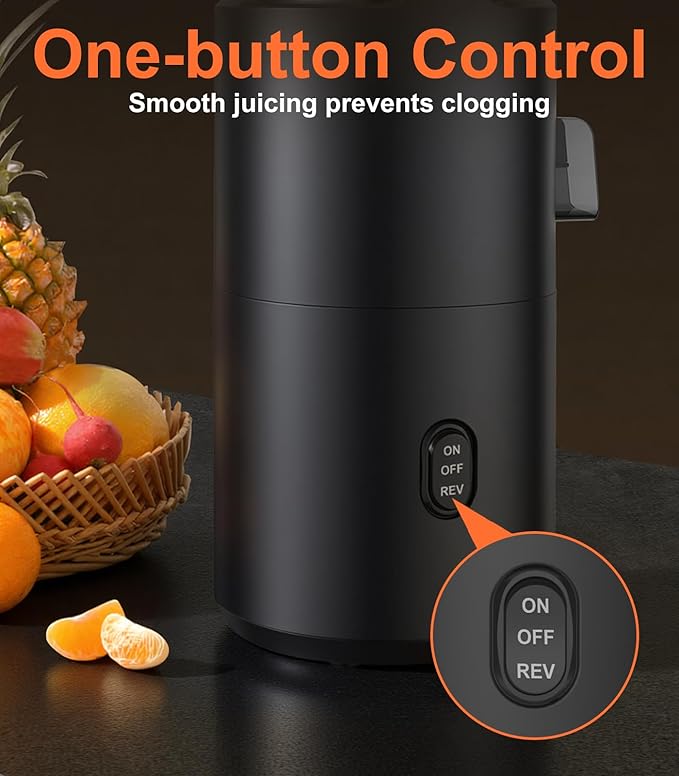Juicer Machines, 5.3" Large Feed Chute Cold Press Juicer with Double Press Technology, 400W Motor, High Juice Yield, Easy to Clean, Masticating Juicer for Whole Vegetables & Fruits, Black