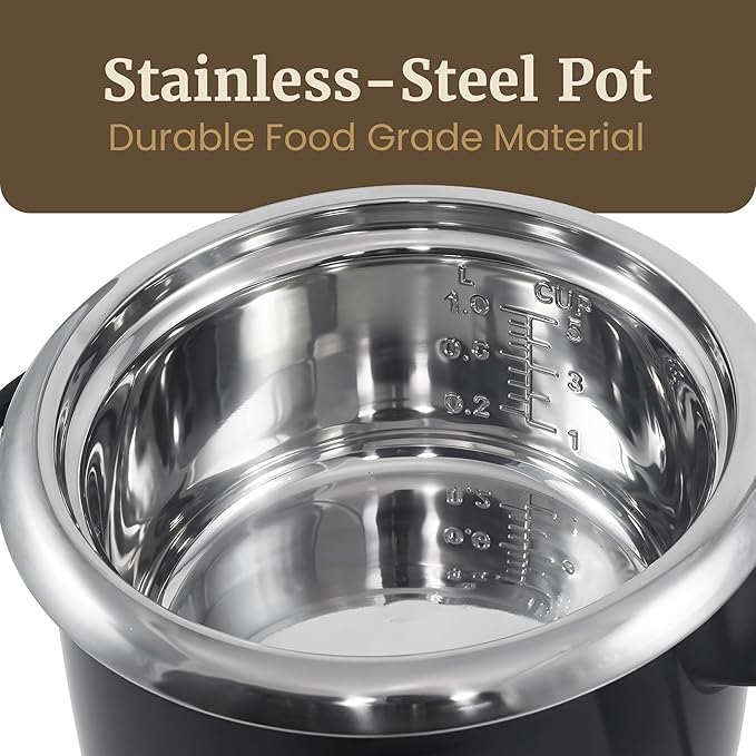 Elite Gourmet ERC2001BX 10-Cup Electric Rice Cooker with 304 Surgical Grade Stainless Steel Inner Pot, Makes Soups, Stews, Porridges, Grains and Cereals