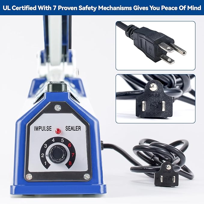 Sealer Pro - 16 inch Impulse Heat Sealer - 5mm Sealing Width - Manual Heat Sealer Machine for All Bags - Most Heavy Duty for Strong, Secure Sealing for Long Term Food Storage, Deep Blue