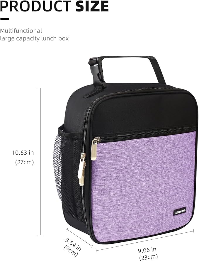 Lovoeo Lunch box Lunch bag for men women Insulated Lunchbox Lunch bags for Work Picnic Travel (Thicken light purple)