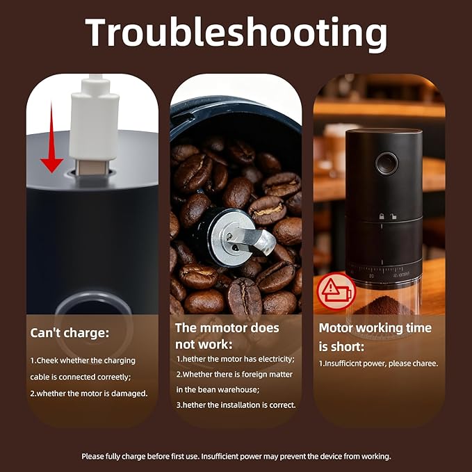 Portable Electric Coffee Grinder with 38 Adjustable Grind Settings, 1500mAh Rechargeable Battery, Portable Coffee Grinder,For Home, Office & Travel Use etc