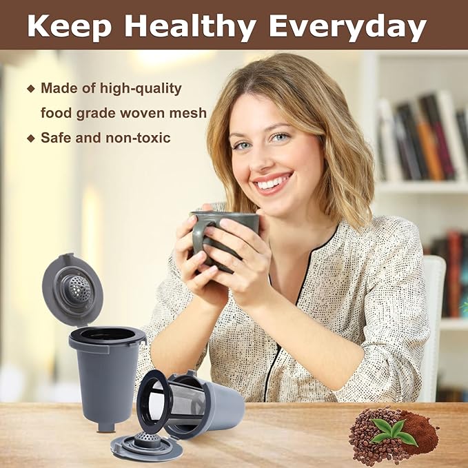KEEPOW 4PCS Reusable Filter Cup for Cuisinart Coffee Maker, Reusable Coffee Filters for Single Serve Coffee Maker