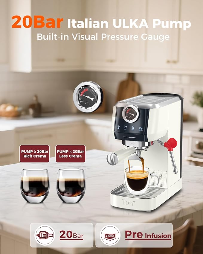Tuni E2 𝑬𝒔𝒑𝒓𝒆𝒔𝒔𝒐 𝑴𝒂𝒄𝒉𝒊𝒏𝒆 with G1 𝑪𝒐𝒏𝒊𝒄𝒂𝒍 𝑪𝒐𝒇𝒇𝒆𝒆 𝑮𝒓𝒊𝒏𝒅𝒆𝒓 and 𝑩𝒐𝒕𝒕𝒐𝒎𝒍𝒆𝒔𝒔 𝑷𝒐𝒓𝒕𝒂𝒇𝒊𝒍𝒕𝒆𝒓 Combo Set | 48 Grind Settings | Professional Home Barista Kit