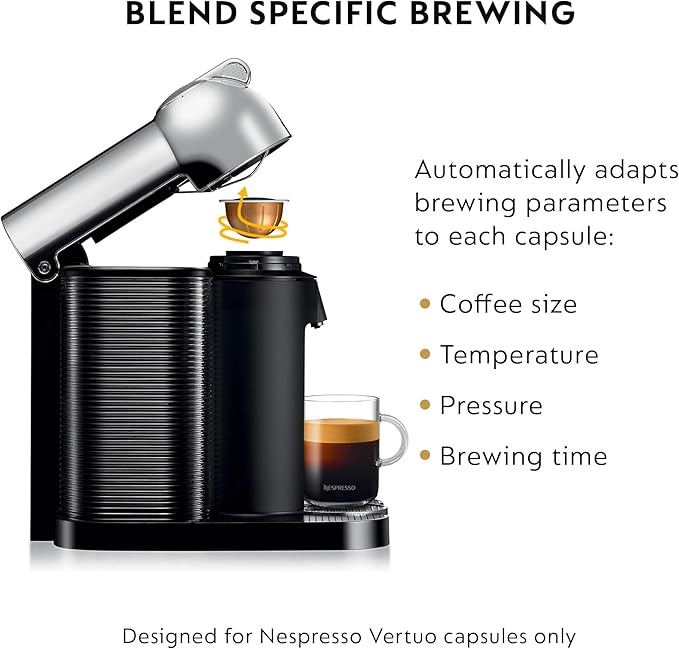 Nespresso Vertuo Coffee and Espresso Maker by Breville Aeroccino, Chrome