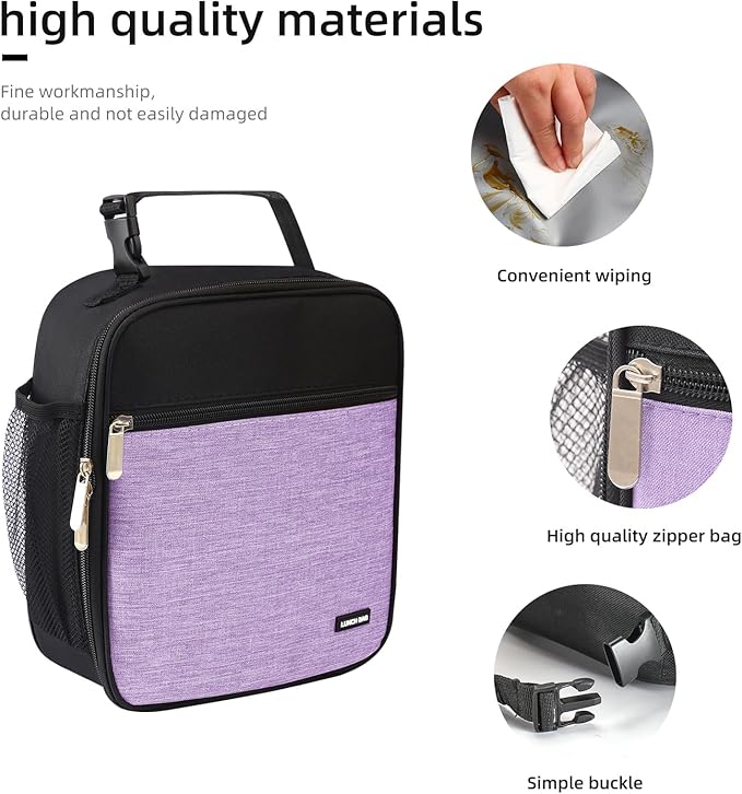 Lovoeo Lunch box Lunch bag for men women Insulated Lunchbox Lunch bags for Work Picnic Travel (Thicken light purple)
