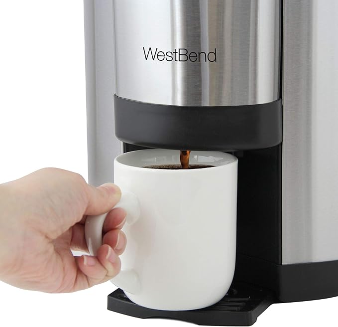 West Bend 57042 Coffee Urn Double Walled Stainless Steel Features Automatic Temperature Control Large Capacity with Fast Brewing and Easy Clean Up NSF Certified, 42-Cup, Silver