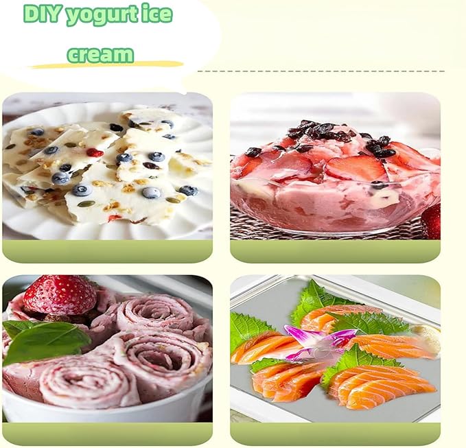 Instant Ice Cream Maker,Rolled Ice Cream Maker, Soft Serve Ice Cream maker,Perfect for Frozen Yogurt, and More! Food grade stainless steel ice cream roll machine for home us (white)