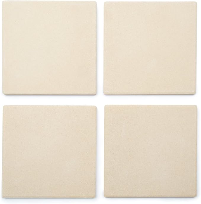 Outset Pizza Grill Stone Tiles For Oven and Grill, Set of 4 Baking Stones for Pizza, Bread & More