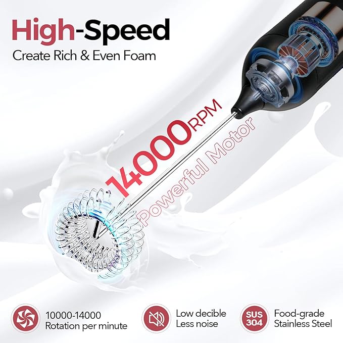 YARRAMATE 16oz/470ml Glass Olive Oil Sprayer (Navy), 100ml Metal Measuring Cup and Rechargeable Milk Frother