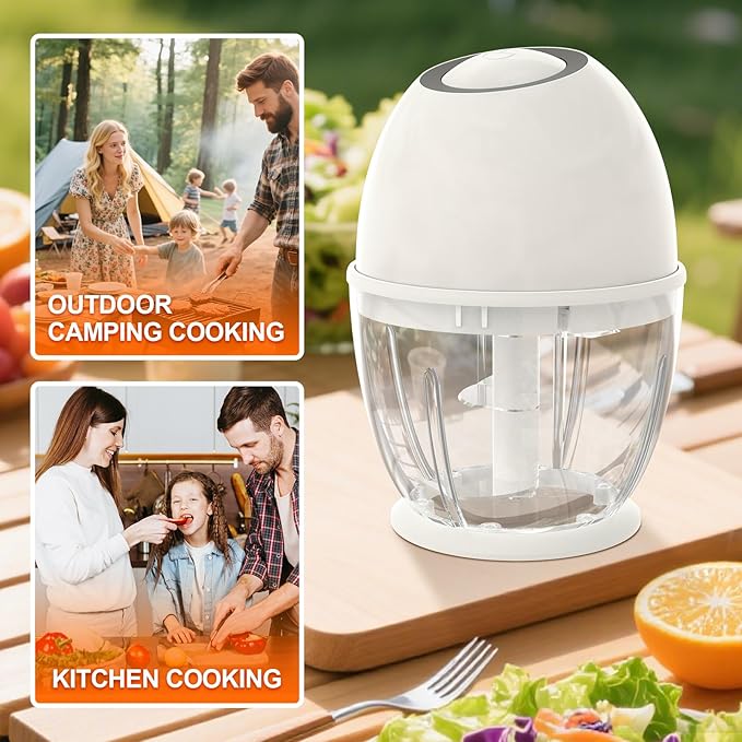 Portable Electric Garlic Chopper, 450ML Large Volume Cordless Mini Food Processor with USB Charging,304 Stainless Steel Sharp Blades,for Onion, Garlic, Ginger, Baby Food,Meat,Spices BPA-Free