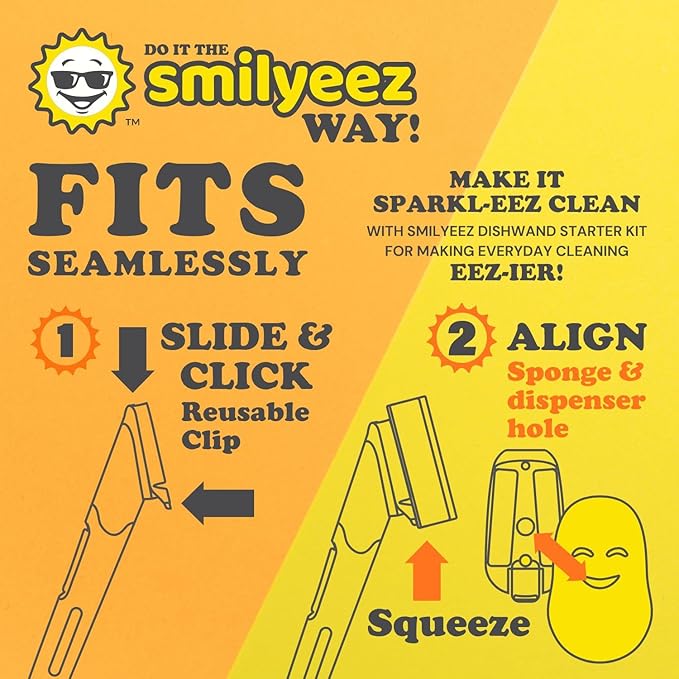 Smilyeez Caddy Combo, Sink Caddy, Smiling Handle, 2 Scrub Moji Sponges, Dishwand with 2 Mini Moji Sponges (White/Grey Wands)