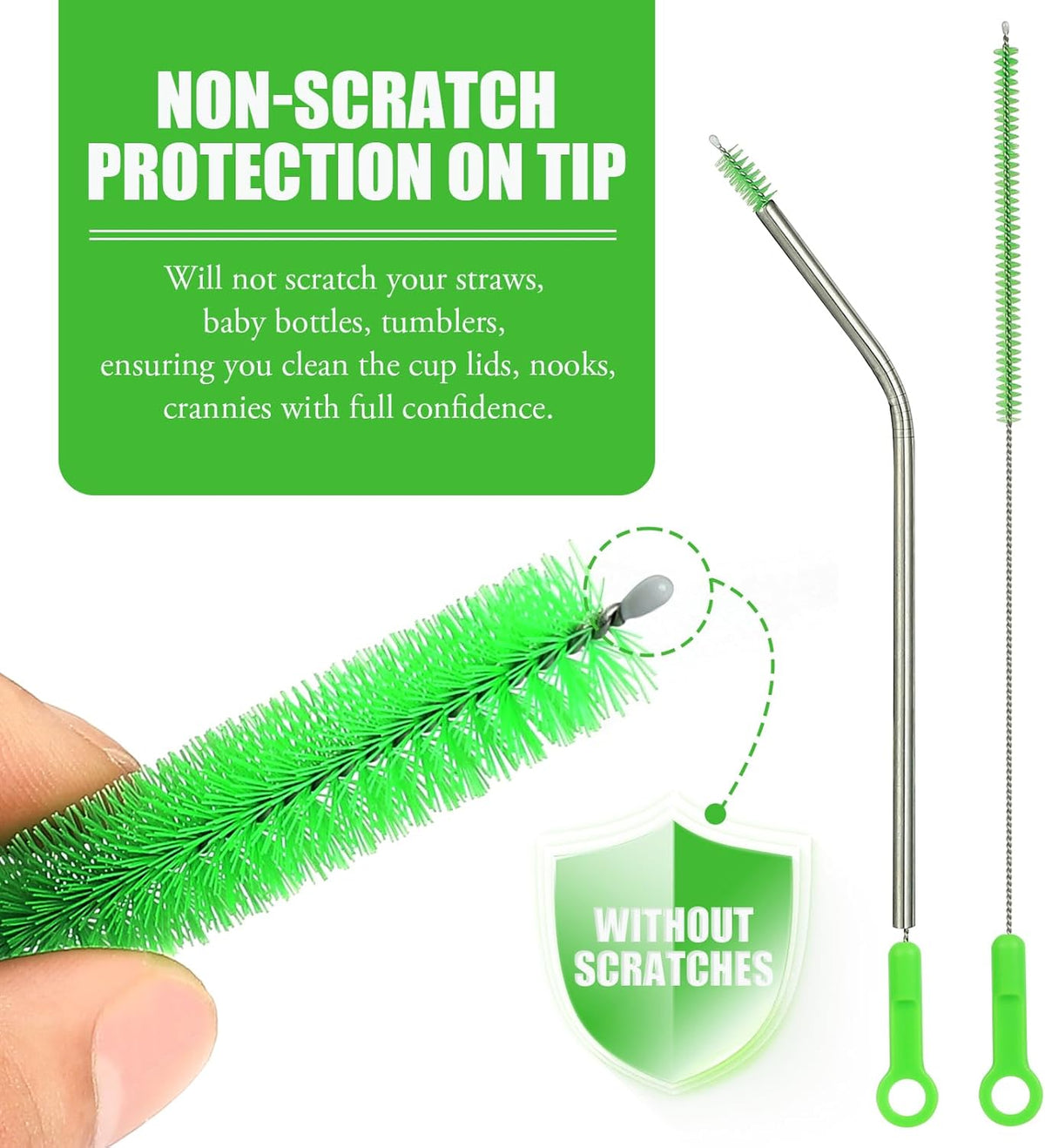 Long Straw Cleaning Brushes 10.5" Baby Bottle Cleaning Brushes,10 Different Diameter Bottle Brush,Detachable Clip Home Bottle Cleaning Brushes for Sippy Cup,Water Bottle,Teapot,Espresso Machines