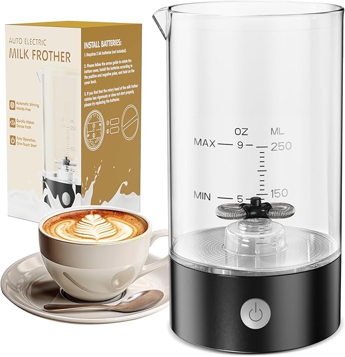 Cold Foam Maker Frother Blender for Coffee - Handheld-Free - One-Button Battery Powered - Frother for Cold Foam - Ideal Gift (Coal Black)