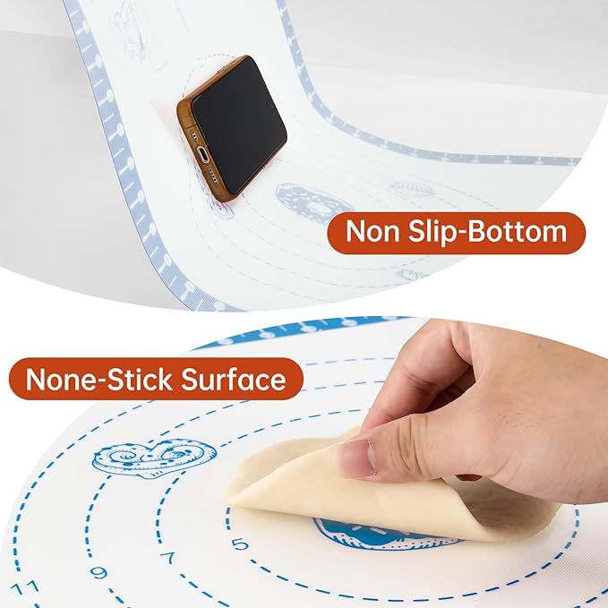 Baking Mats Silicone for Baking Sheet, Non Stick Pastry Mat for Dough Rolling, Silicone Macaron Baking Sheet for Cookie, Pizza, Surdough, Bread,Dough Rolling out