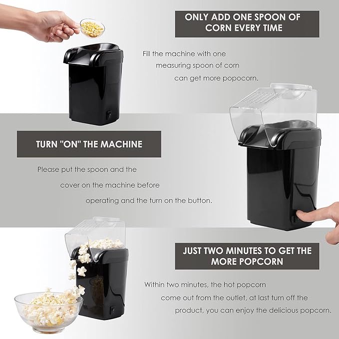 Nostalgia Hot Air Popcorn Popper Maker, 1200W Electric Pop Corner Machine, 16 Cups, 3 Minutes Done, Fully Automatic Healthy No Oil and No Sugar Corn Popcorn Machine (White)