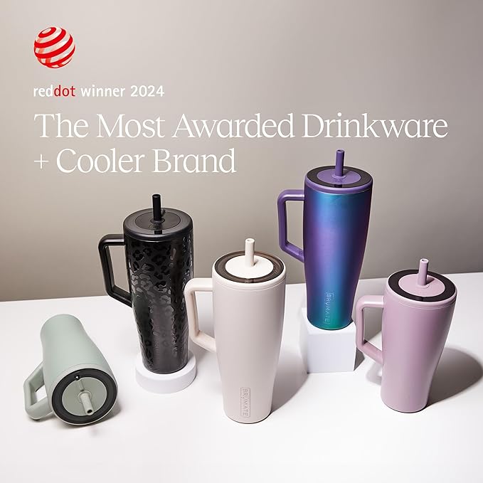 BrüMate Era 40 oz Tumbler with Handle and Straw | 100% Leakproof Insulated Water Bottle Tumbler with Lid and Flexible SoftSip Straw | Made of Stainless Steel | Cup Holder Friendly | 40oz (Mocha)