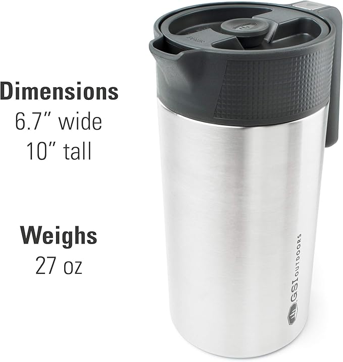 GSI Outdoors Glacier Stainless JavaPress, 30oz French Press Coffee Mug for Camping