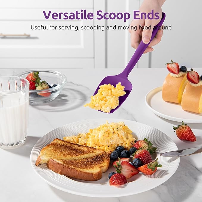 U-Taste 600ºF Heat Resistant Silicone Spatulas: Flexible Food-Grade Silicon Baking Scraper, Kitchen Cooking Mixing Utensils with Upgraded Sturdy Handle Tip for Nonstick Cookware (4-Pc., Purple)