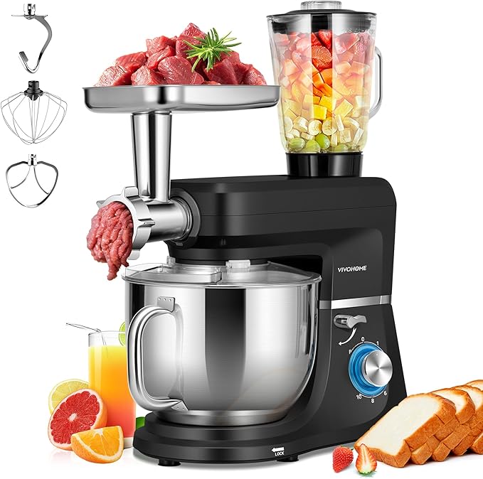 VIVOHOME 6 in 1 Multifunctional Stand Mixer with 3 in 1 Multifunctional Stand Mixer