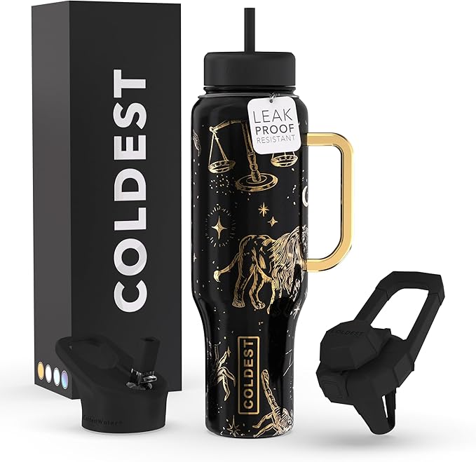 Coldest Tumbler with Handle and Straw, 100% Leak Proof Insulated Tumbler with Lid and Straw (3 Lids), Stainless Steel Tumblers for Women & Men, Cup Holder Friendly, 46 oz (Across Universe)