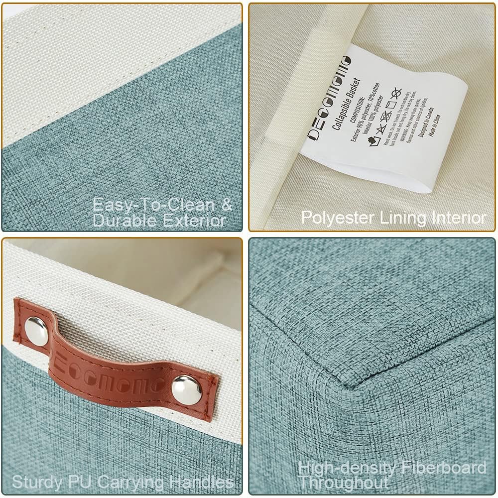 DECOMOMO Small Storage Basket, Closet Storage Bins, Baskets for Organizing Shelves (Teal & White, Small - 6 Pack)
