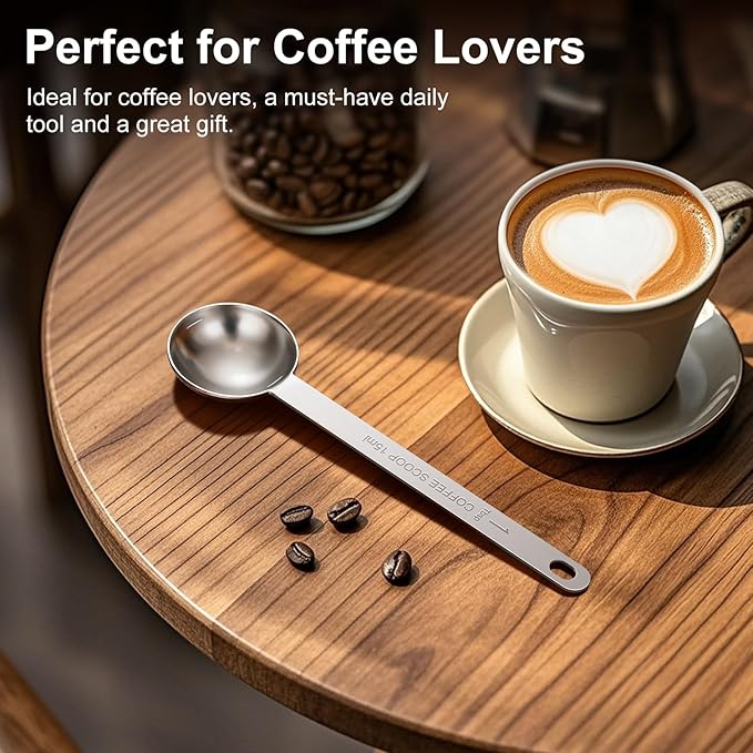 2PCS Coffee Scoop Spoons, 15ML (1 Tablespoon) Stainless Steel Measuring Spoons with Long Handle, Durable Coffee Scoopers for Ground Coffee, Tea and Baking Powder
