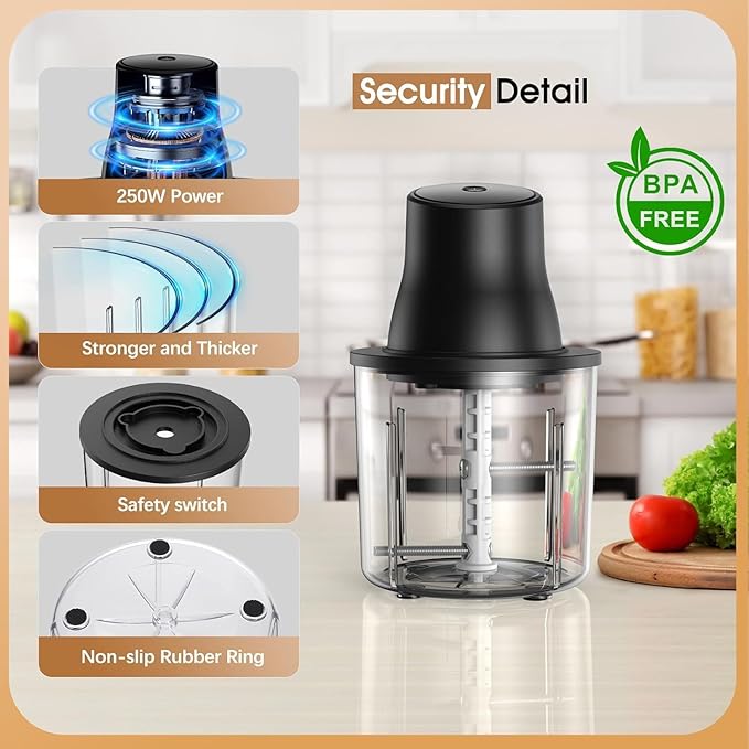 3-in-1 Upgraded Food Processor with Electric Chicken Shredder | 1.5L Bowls Vegetable Food Chopper, Dicer, Grinder with 250W Copper Motor One-Touch Shredder for Chicken,Nuts, Baby Food & Dough
