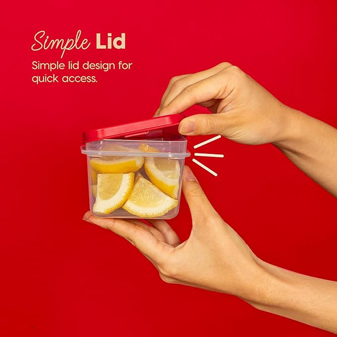 IRIS USA 44 PC Plastic Food Storage Containers With Lids | 22 Meal Prep Containers & 22 Lids| Leftovers Office Lunch Snack Fruit, Microwave Dishwasher Freezer Safe, BPA Free, Clear/Red
