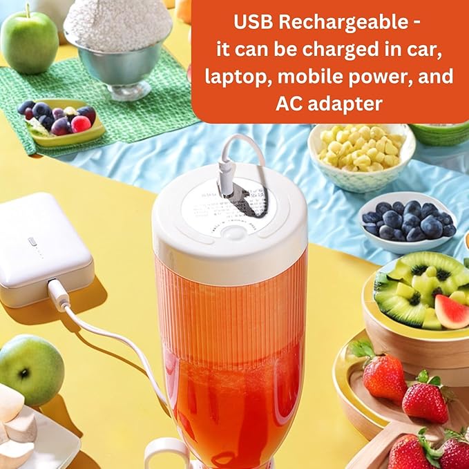 Portable Blender 2 Pack - 350 ML (12oz) Personal Size Blender for Gift - USB Rechargeable Stainless Steel 4 Blades Travel Blender for Shakes Smoothies