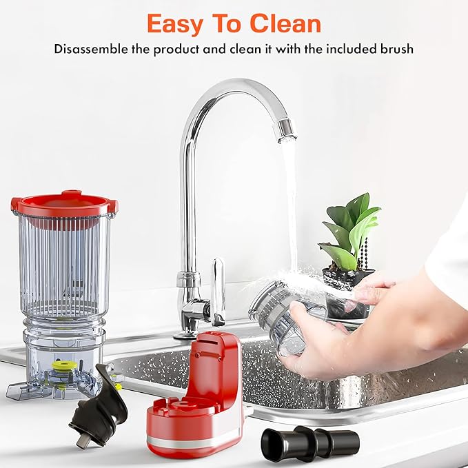 Juicer Attachment for KitchenAid, Cold Press Slow Juicer with 4.9" Large Feed Chute for Whole Fruits & Vegetables, Includes 2 * 1L Measuring Cups for KitchenAid Accessories and Attachments, Red