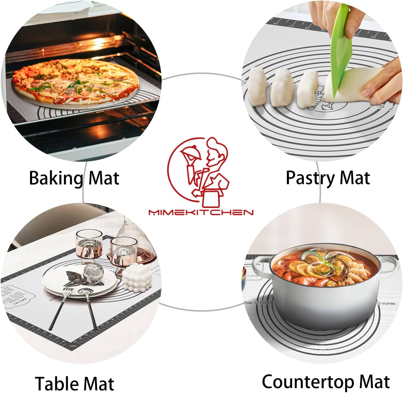 Silicone Pastry Mat for Dough Rolling,SIlicone Mat for Baking PIzza,Macaron, Pie Crust Pizza and Cookies Large Silicone Fondant Mat,Macaron Silicone Baking Mat