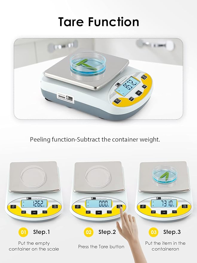 CGOLDENWALL Precision Lab Scale 5000gX0.01g Analytical Electronic Balance Digital Laboratory Scale Precision Jewelry Scales Kitchen Weighing Electronic Scales 0.01g Calibrated 110V (5000g, 0.01g)