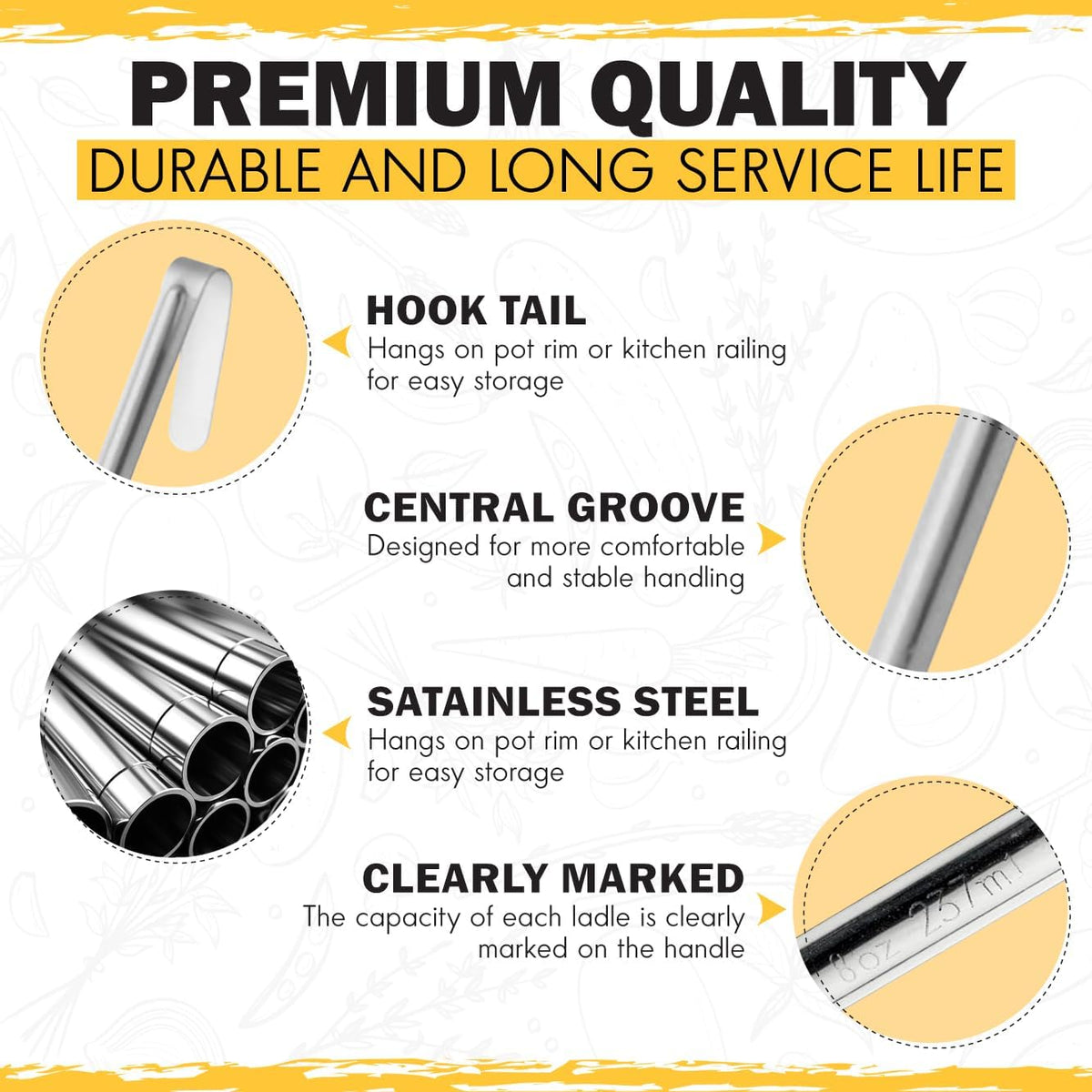 Ladle - Durable Stainless Steel Ladle Serving Measuring Soup Dressing Sauce Gravy Sturdy Dependable Long Handle for Kitchen (1, 6 Oz.)