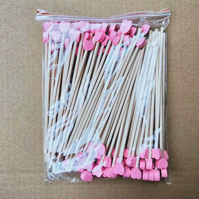 100 Pieces Disposable Wooden Coffee Stirrers Pink Heart Wooden Coffee Stir Sticks Wooden Stirrers Wooden Drink Stirrer Sticks for Coffee Cocktail Milk Beverage, 6.1 Inches