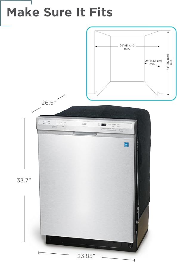 BLACK+DECKER 24" Built-In Dishwasher, 12-Place Setting Capacity with Stainless Steel Tub, Dish Washer with 6 Wash Programs, Low Noise, ENERGY STAR Certified, BDW200MS, Stainless Steel Look