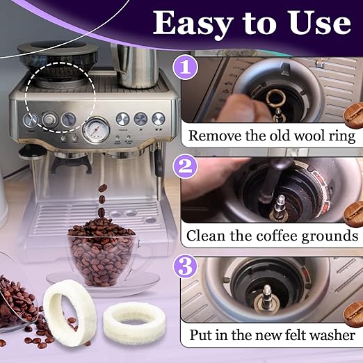 9 Pcs Felt Washer Replacement for Breville Espresso Machine Grinders，Burr Washer Part Compatible with BES870, BES878, BES880, BES980, BES990, BCG600, BCG820，Wool Ring Espresso Machines Accessories