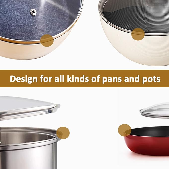 Tempered Glass Lid for Replacement, Clear Cover for Pans and Pots, 8, 9.5, 10.5, 11, 12, 12.5 Inch Lids for Cookware Cooking, Frying Pans, Skillets, Dutch Oven, Sauce Pan (12 In)