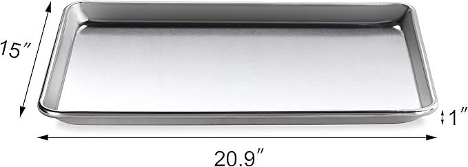 New Star Foodservice Commercial-Grade 18-Gauge Aluminum Sheet Pan/Bun Pan (15 L x21 W x1 H (Two Thirds size) Measure Oven)