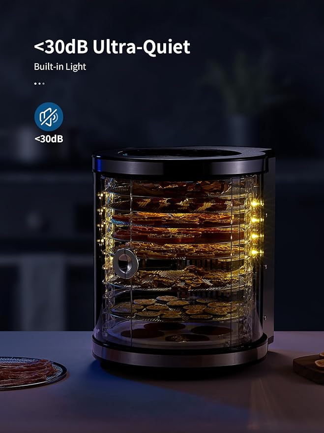 Reemix Food Dehydrator, 10 Tier Stainless Steel Rotating Trays, 850W Dryer for Beef Jerky, Fruits, Vegetables, Dog Treats, Clear View & Touch Control, 10 Presets & Custom, Easy-Clean