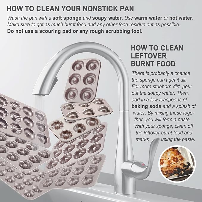 CHEFMADE Donut Mold Cake Pan, 6-Cavity Non-Stick Ring Doughnut Bakeware for Oven Baking (Champagne Gold)