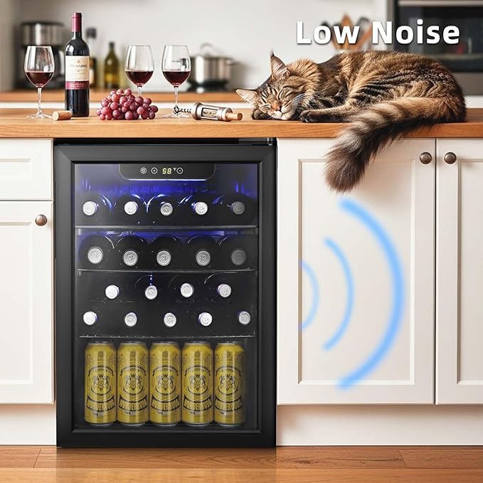 Antarctic Star 16 Bottle Wine Cooler Beverage Refrigerator Small Mini Wine Cellar Beer Soda Clear Glass Door Bar Fridge Quiet Operation Compressor Adjust Temp Control Freestanding, 2.4 Cu. Ft