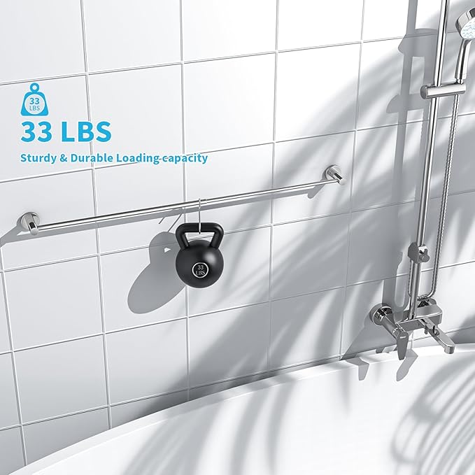 Adjustable Single Bath Towel Bar 23.6 to 42 Inch, ZUEXT Polish Chrome Finished Stainless Steel Towel Holder, Expandable Wall Mounted Towel Rail for Bathroom Kitchen Washroom,1" Tube Towel Rail Racks