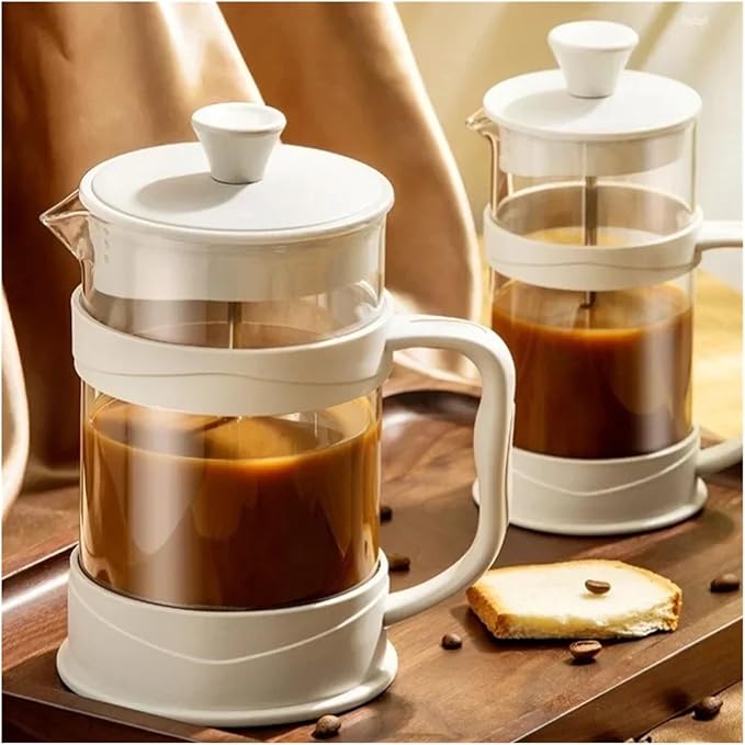 Transparent Glass French Press Pot Heat-resistant Coffee Teapot Filter Cup Hand Punch Cold Brew Pot Household Office Coffee Cups(800ml)